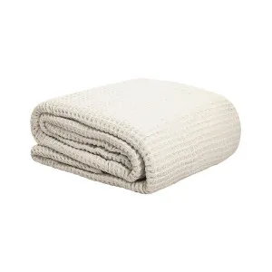 Bambury Waffle Cotton Blanket, Queen / King, Pebble by Bambury, a Throws for sale on Style Sourcebook