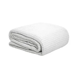 Bambury Waffle Cotton Blanket, Queen / King, White by Bambury, a Throws for sale on Style Sourcebook