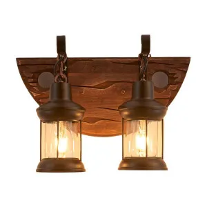 Tomas Wood & Iron Double Wall Light by LumenSphere, a Wall Lighting for sale on Style Sourcebook