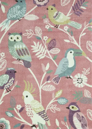 Tiny Dancer Bright Birds Pink Kids Rug by Wild Yarn, a Contemporary Rugs for sale on Style Sourcebook