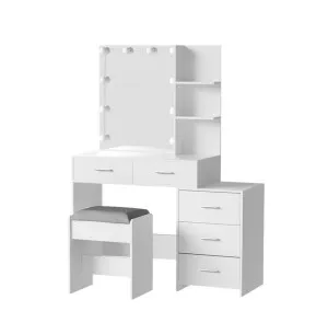 White Makeup Mirror Stool Set Vanity Desk by Luxe Mirrors, a Shaving Cabinets for sale on Style Sourcebook