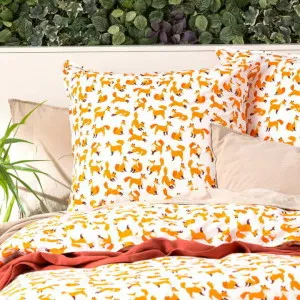 Renee Taylor European Vintage Washed Printed Cotton Fox European Pillowcase by null, a Cushions, Decorative Pillows for sale on Style Sourcebook