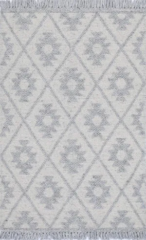 Diego Geometric Light Grey Wool Rug by Wild Yarn, a Contemporary Rugs for sale on Style Sourcebook