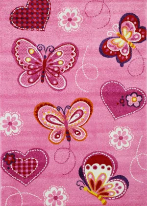 Tiny Dancer Beautiful Butterflies Pink Kids Rug by Wild Yarn, a Contemporary Rugs for sale on Style Sourcebook