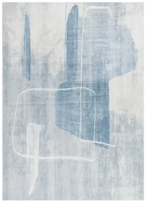 Morris Blue Abstract Machine Washable Rug by Brand Ventures, a Contemporary Rugs for sale on Style Sourcebook