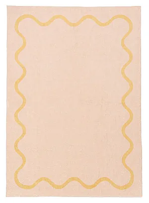 Eva Pink and Yellow Wiggle Bordered Washable Rug by Miss Amara, a Contemporary Rugs for sale on Style Sourcebook