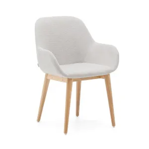 Konna chair in beige with solid ash wood legs in a natural finish by Kave Home, a Dining Chairs for sale on Style Sourcebook