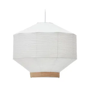 Hila ceiling lamp screen in white paper with natural wood veneer Ø 80 cm by Kave Home, a Lamp Shades for sale on Style Sourcebook