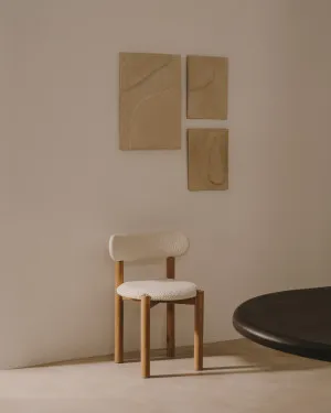 Nebai chair in white bouclé and solid oak wood structure with natural finish by Kave Home, a Dining Chairs for sale on Style Sourcebook