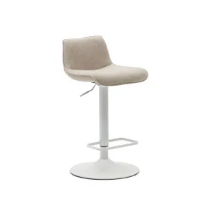 Zenda stool in beige chenille and matt white steel 81-102 cm by Kave Home, a Bar Stools for sale on Style Sourcebook