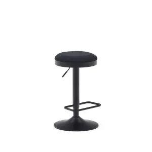 Zaib stool in black chenille and matt black steel height 63-84 cm FSC 100% by Kave Home, a Bar Stools for sale on Style Sourcebook