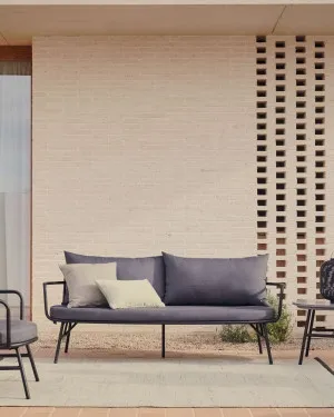 Bramant steel 2 seater sofa with black finish, 175.5 cm by Kave Home, a Outdoor Sofas for sale on Style Sourcebook