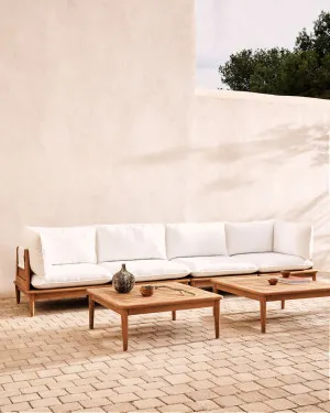 Portitxol set of 2 corner armchairs, 2 armchairs and 2 coffee tables in solid teak by Kave Home, a Outdoor Sofas for sale on Style Sourcebook