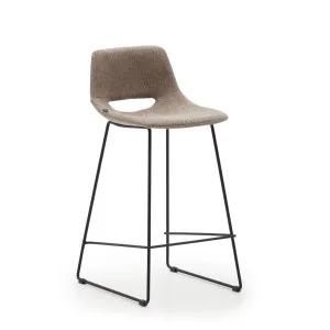 Zahara bar stool in brown with steel legs in black finish, height 65 cm by Kave Home, a Bar Stools for sale on Style Sourcebook