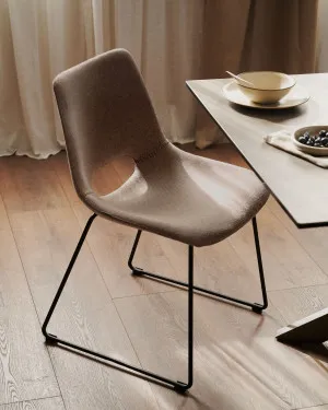 Zahara chair in brown with steel legs in a black finish by Kave Home, a Dining Chairs for sale on Style Sourcebook