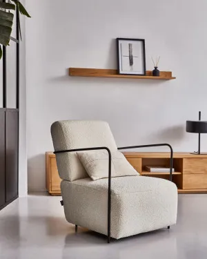 Gamer armchair in white bouclé with metal legs with black finish by Kave Home, a Chairs for sale on Style Sourcebook