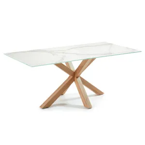 Argo table in white Kalos porcelain and wood-effect steel legs 180 x 100 cm by Kave Home, a Dining Tables for sale on Style Sourcebook