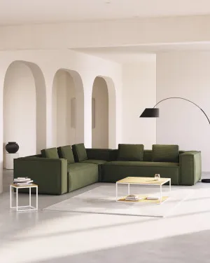 Blok 6 seater corner sofa in wide seam green corduroy, 320 x 320 cm by Kave Home, a Sofas for sale on Style Sourcebook