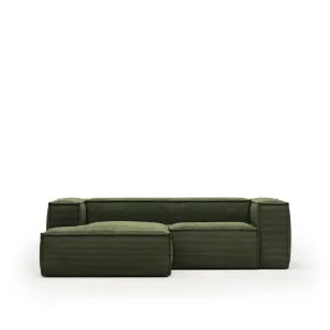 Blok 2 seater sofa with left side chaise longue in green wide seam corduroy, 240 cm by Kave Home, a Sofas for sale on Style Sourcebook