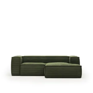 Blok 2 seater sofa with right side chaise longue in green wide seam corduroy, 240 cm by Kave Home, a Sofas for sale on Style Sourcebook