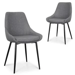 Ex Display - Set of 2 - Alfie Fabric Dining Chair - Dark Grey by Interior Secrets - AfterPay Available by Interior Secrets, a Dining Chairs for sale on Style Sourcebook