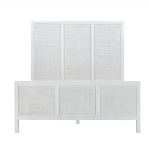 Santorini Hamptons Timber/Rattan Double Bed White by Florabelle Living, a Beds & Bed Frames for sale on Style Sourcebook