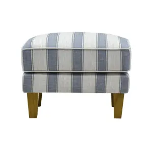 Bondi Hamptons Ottoman Blue Sky Stripe W/Blue Piping by Florabelle Living, a Chairs for sale on Style Sourcebook