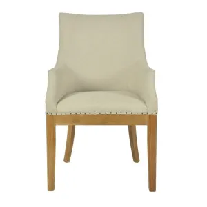 Oakwood Hamptons Linen Armchair Natural W/ Studs by Florabelle Living, a Chairs for sale on Style Sourcebook