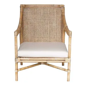 Havana Rattan Hamptons Occasional Chair W/Beige Cushion by Florabelle Living, a Chairs for sale on Style Sourcebook