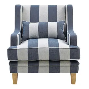 Bondi Hamptons Armchair Denim/Cream Stripe by Florabelle Living, a Chairs for sale on Style Sourcebook