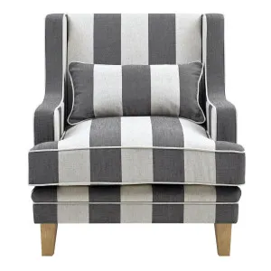 Bondi Hamptons Armchair Grey/Cream Stripe by Florabelle Living, a Chairs for sale on Style Sourcebook