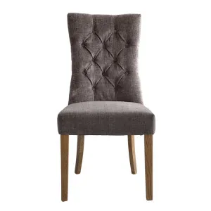 Diana Buttoned Hamptons Dining Chair Silver Grey Linen Blend by Florabelle Living, a Chairs for sale on Style Sourcebook