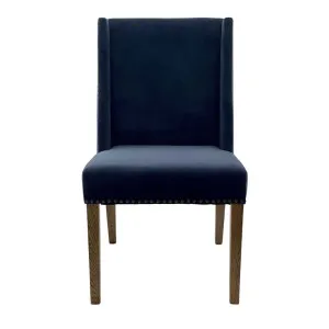 Ithaca Navy Velvet Dining Chair W/Studs by Florabelle Living, a Chairs for sale on Style Sourcebook