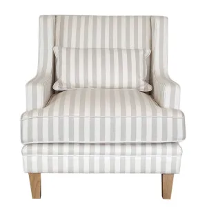 Bondi Hamptons Armchair Natural Stripe W/White Piping by Florabelle Living, a Chairs for sale on Style Sourcebook