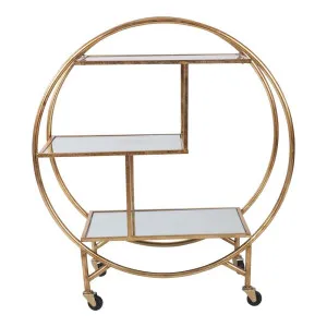 Antique Gold Bar Cart W/ Mirror Shelves by Florabelle Living, a Sideboards, Buffets & Trolleys for sale on Style Sourcebook