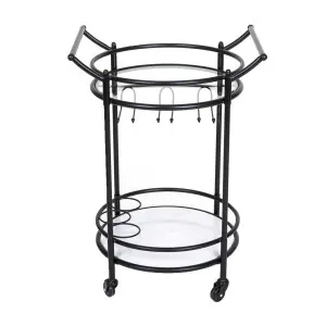 Round Marble Shelves Bar Cart Black by Florabelle Living, a Sideboards, Buffets & Trolleys for sale on Style Sourcebook