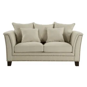 Manhattan 2 Seat Sofa W/ Studs Beige Linen Blend by Florabelle Living, a Sofas for sale on Style Sourcebook