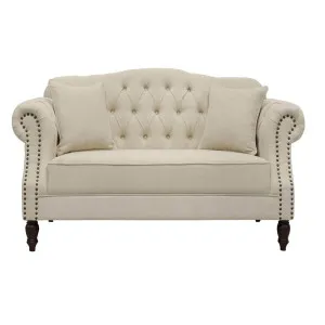 Vaucluse 2 Seat Hamptons Buttoned Sofa Beige Linen Blend by Florabelle Living, a Sofas for sale on Style Sourcebook