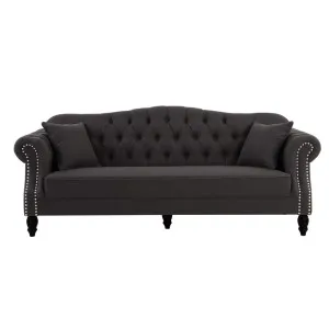 Vaucluse Buttoned 3 Seat Sofa Charcoal W/ Studs by Florabelle Living, a Sofas for sale on Style Sourcebook