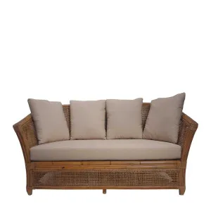 Cayman Rattan 2 Seat Hamptons Sofa Natural W/Beige Cushions by Florabelle Living, a Sofas for sale on Style Sourcebook