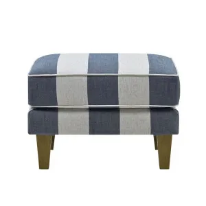 Bondi Hamptons Ottoman Blue/White Pin Stripe by Florabelle Living, a Stools for sale on Style Sourcebook