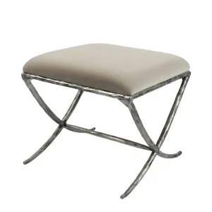 Aries Upholstered Stool Pewter In Silver Velvet by Florabelle Living, a Stools for sale on Style Sourcebook