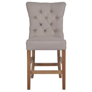 Oakwood Hamptons Beige Linen Counter Chair W/ Buttons by Florabelle Living, a Stools for sale on Style Sourcebook