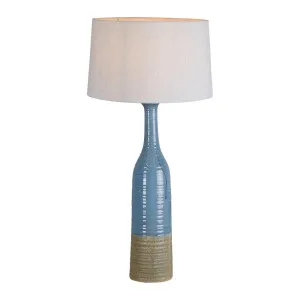 Potters Large - Blue/Brown - Tall Thin Glazed Ceramic Table Lamp by Florabelle Living, a Table & Bedside Lamps for sale on Style Sourcebook