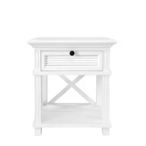 West Beach Hamptons Bedside Table W/Drawer White by Florabelle Living, a Coffee Table for sale on Style Sourcebook