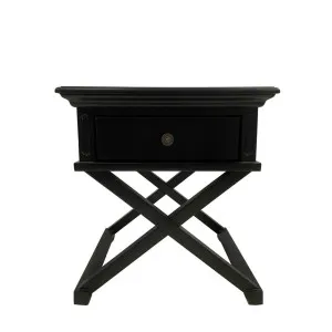 Sorrento Cross Leg Hamptons Side Table W/Drawer Black by Florabelle Living, a Coffee Table for sale on Style Sourcebook