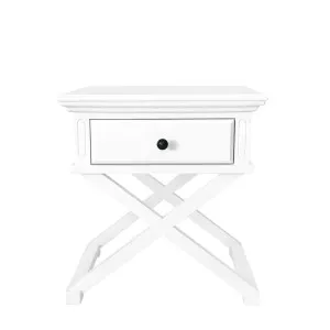 Sorrento Cross Leg Hamptons Side Table W/Drawer White by Florabelle Living, a Coffee Table for sale on Style Sourcebook