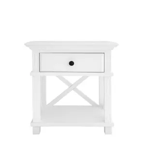 Sorrento Hamptons Bedside Table W/Drawer White by Florabelle Living, a Coffee Table for sale on Style Sourcebook