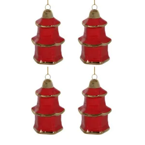 Pagoda Hanging Ornaments Box Of 4 Red by Florabelle Living, a Christmas for sale on Style Sourcebook