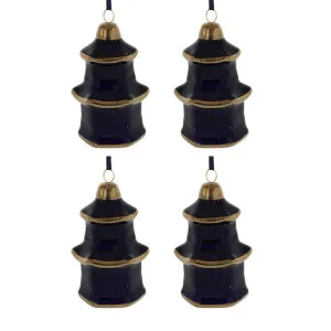 Pagoda Hanging Ornaments Box Of 4 Navy by Florabelle Living, a Christmas for sale on Style Sourcebook